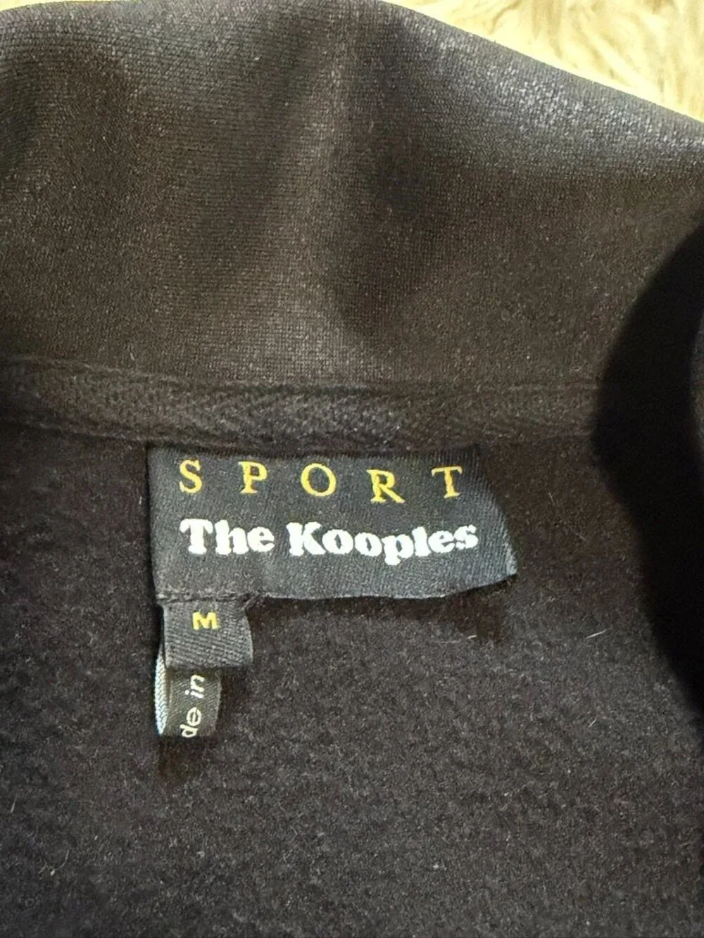 The Kooples Sport Black Moto Jacket Coated Stretch Knit - Size Medium